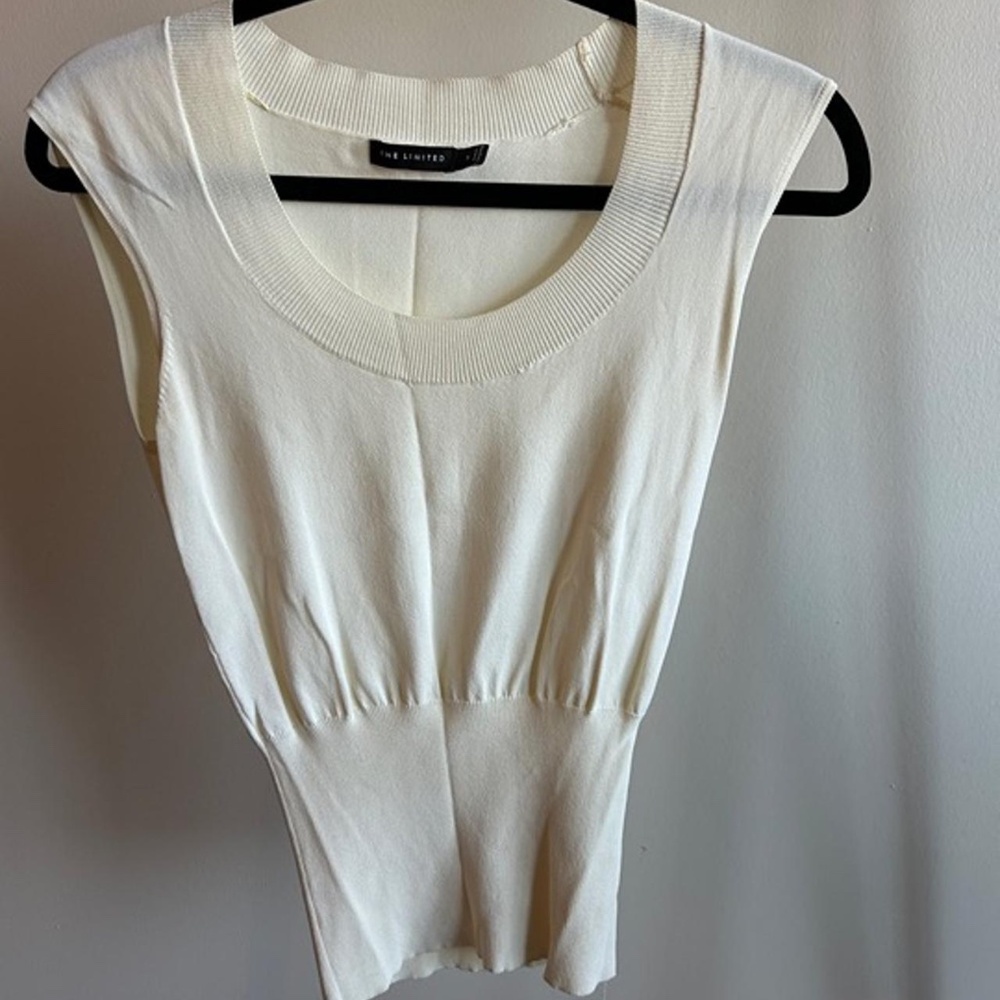 The Limited Sleeveless Cream Blouse Cinched Waist Vest